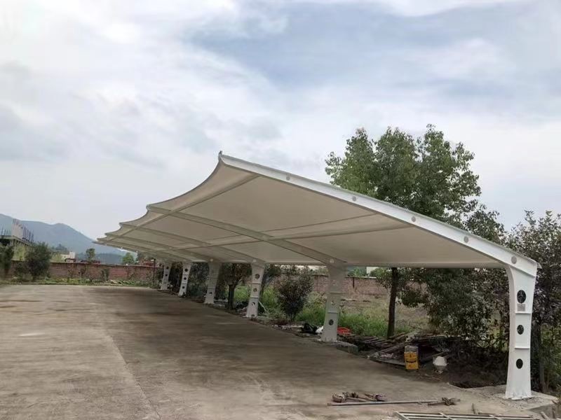 虹口区小区改造停车棚工程，膜结构非机动车棚定制厂家-2